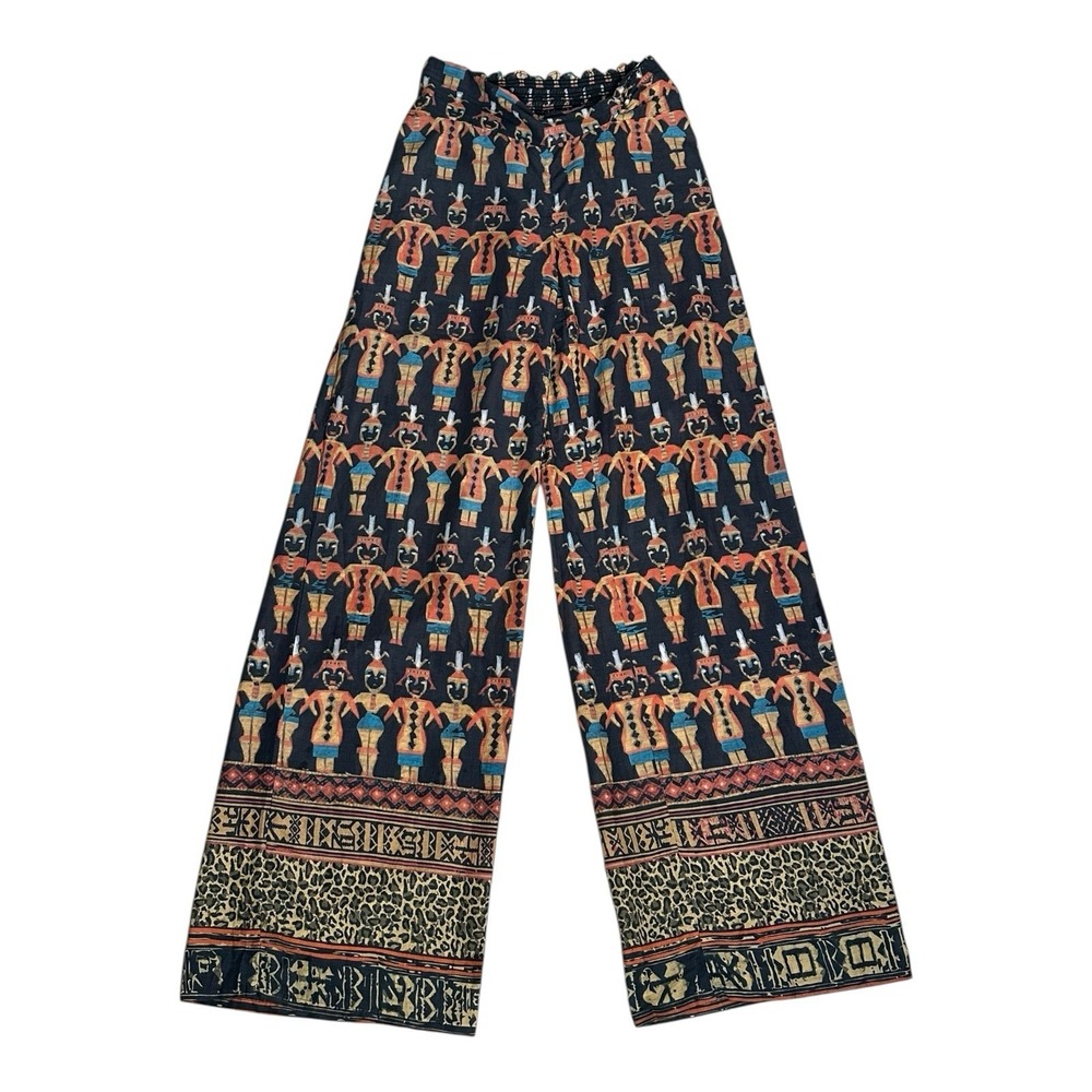 Agua Bendita Azteca Wide Leg Palazzo Pants‎ 100% Cotton Cover Up Lrge Sz 8